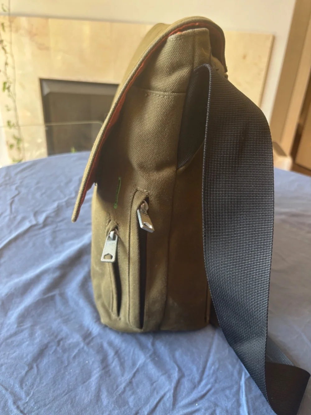 Jack Spade Canvas Messenger Bag Greene Street Olive Laptop Bag Orange Liner Kate